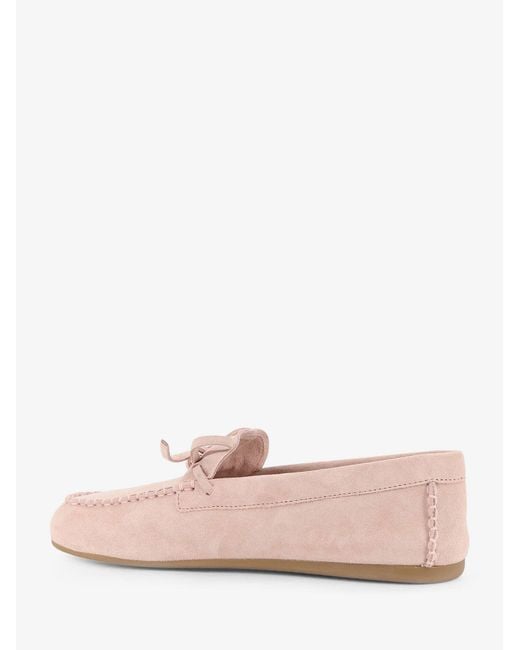 Miu Miu Pink Suede Loafer With Frontal Logo