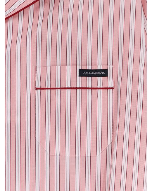 Dolce & Gabbana Pink Dolce & Gabbana Striped Cotton Pajama Shirt