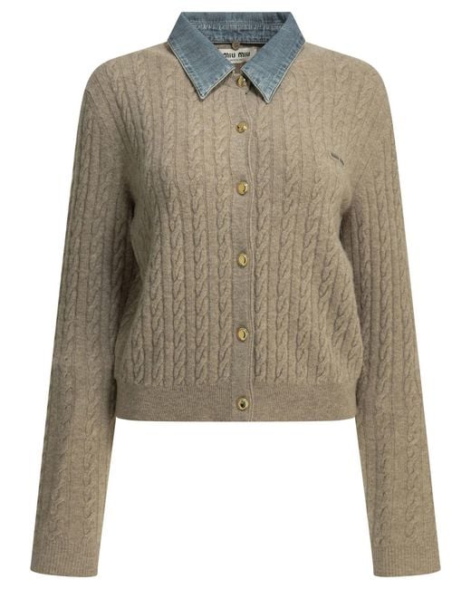 Miu Miu Natural Logo Polo Sweater