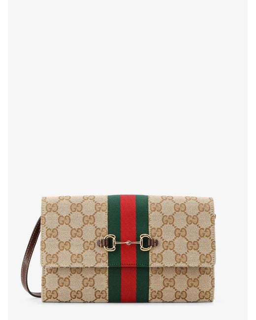 Gucci Natural Horsebit Web Gg Fabric Wallet