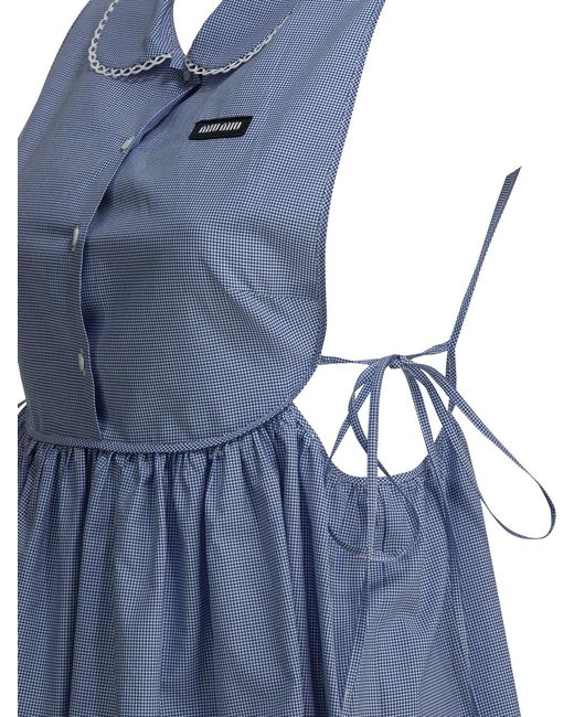 Miu Miu Blue Cotton Short Sleeveless Dress
