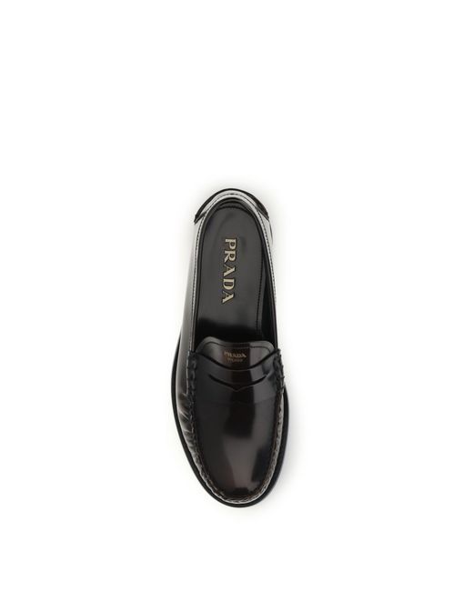 Prada White Brushed Leather Loafers for men