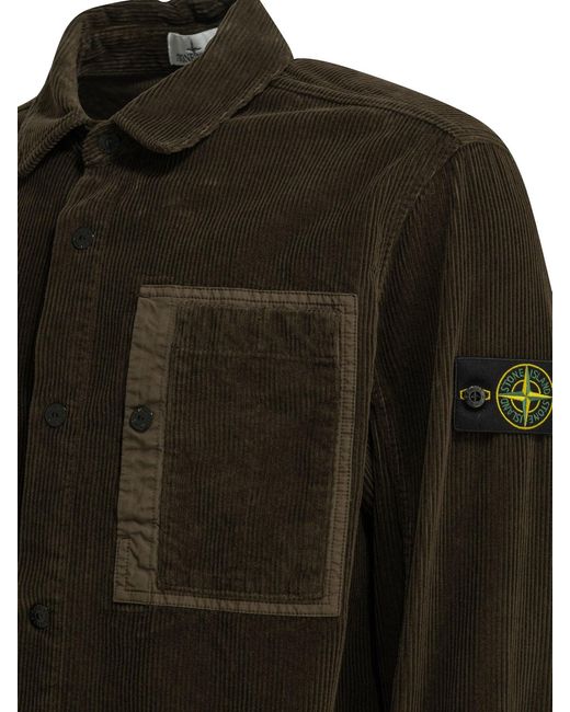 Stone Island Black Corduroy 800 Overshirt Jacket for men