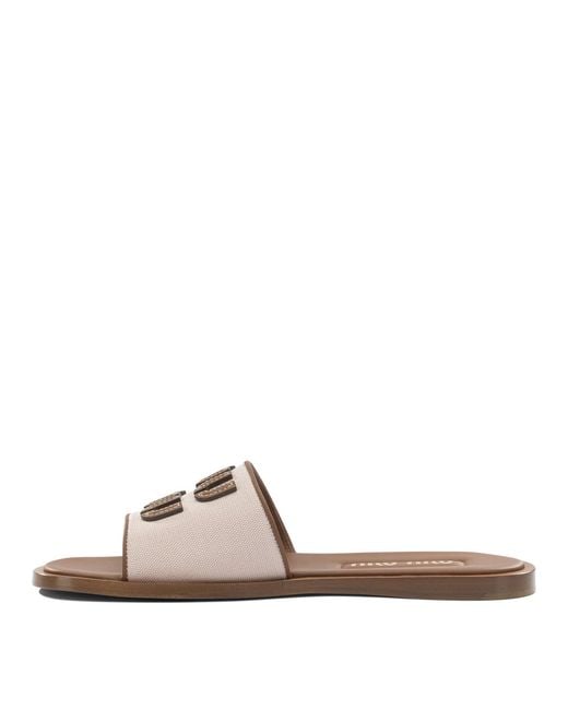 Miu Miu Brown Cotton Sandals