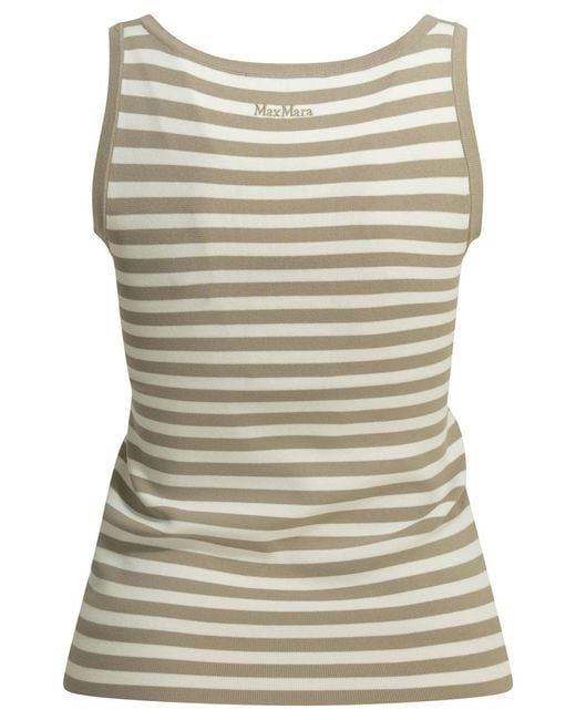 Max Mara Pure Gray Striped Fitted Tank Top