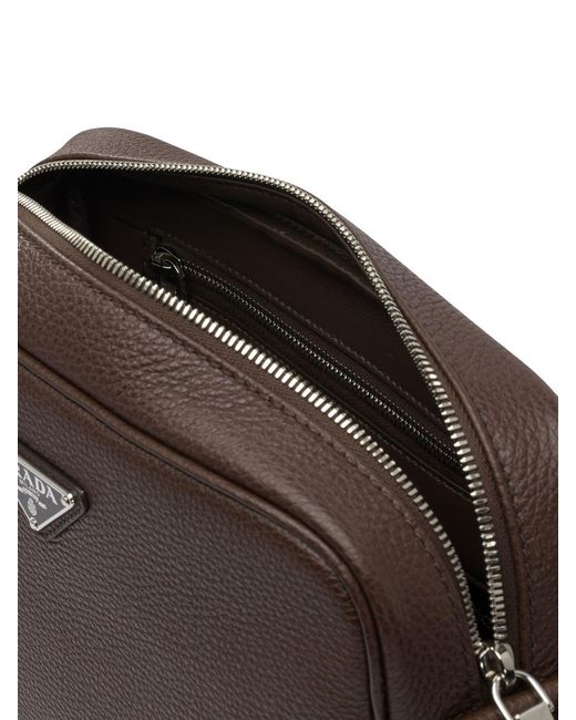 Prada Brown Leather Crossbody Bag for men