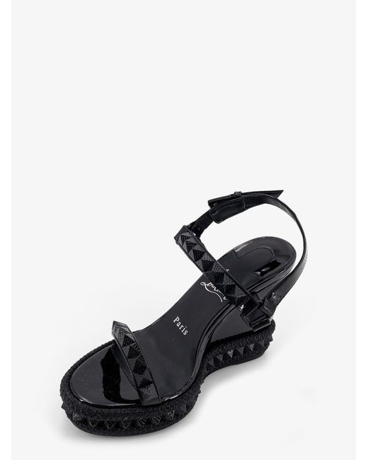 Christian Louboutin Black Pyra Clou Leather Sandals