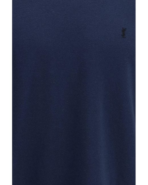Saint Laurent Blue Cassandre Piquã T-Shirt for men