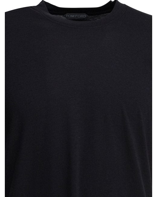 Tom Ford Black Lyocell And Cotton T-Shirt for men