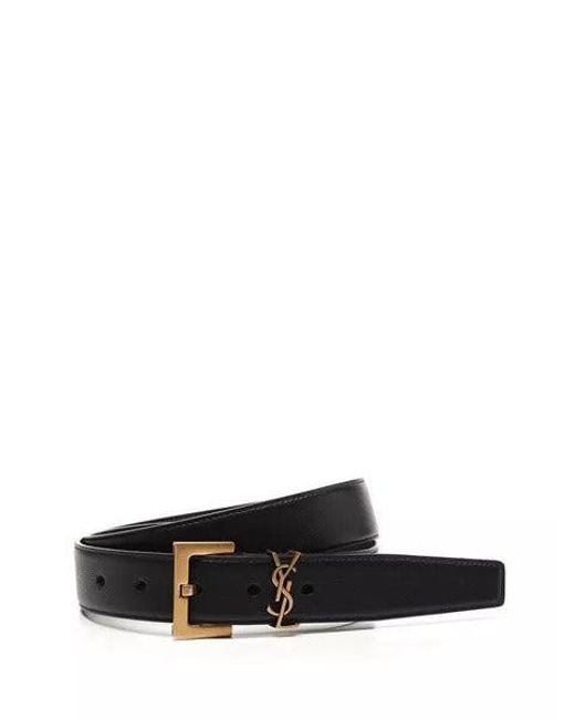 Saint Laurent White Ysl Leather Belt