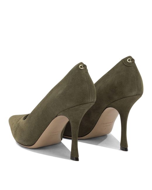 Ferragamo Green Elydea 95Mm Pumps
