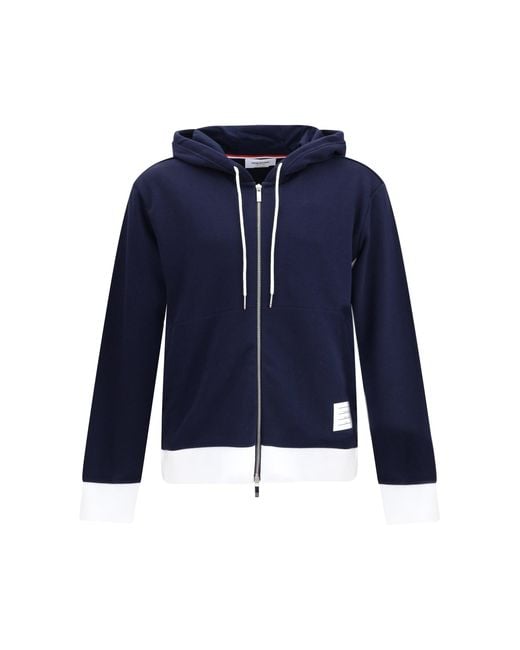 Thom Browne Blue Cotton Hoodie for men