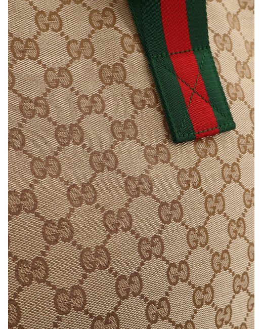 Gucci Brown Gg Fabric Shopping Bag With Nastro Web Handles for men