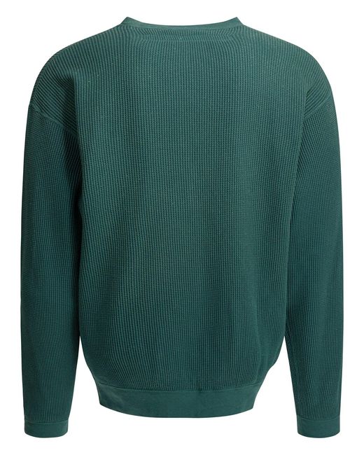 Kapital Green Eco Waffle Big Crew Sweatshirt for men