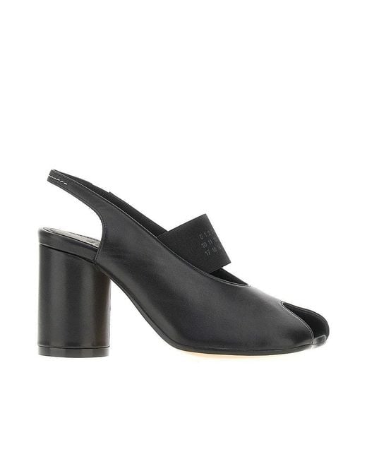 MM6 by Maison Margiela Black Leather Anatomic Numeric Slingback Pumps 38