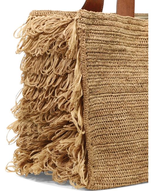 IBELIV Natural Raffia And Leather Handbag