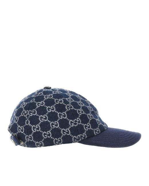Gucci Blue Gg Wool Baseball Cap for men