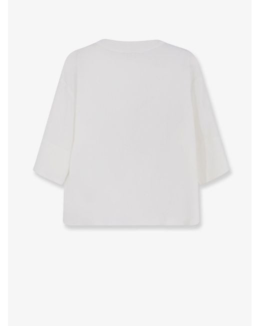 Max Mara White Mxpsospiro Linen And Viscosa Shirt
