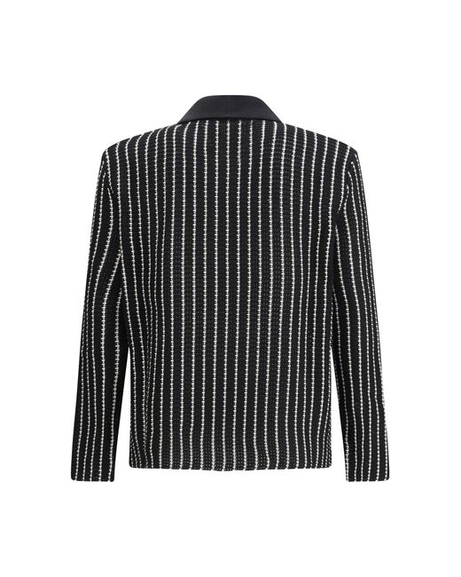 Jil Sander Black Embroidered Crochet Cardigan for men