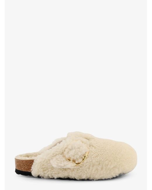 Birkenstock Natural Boston Big Buckle Shearling Mule