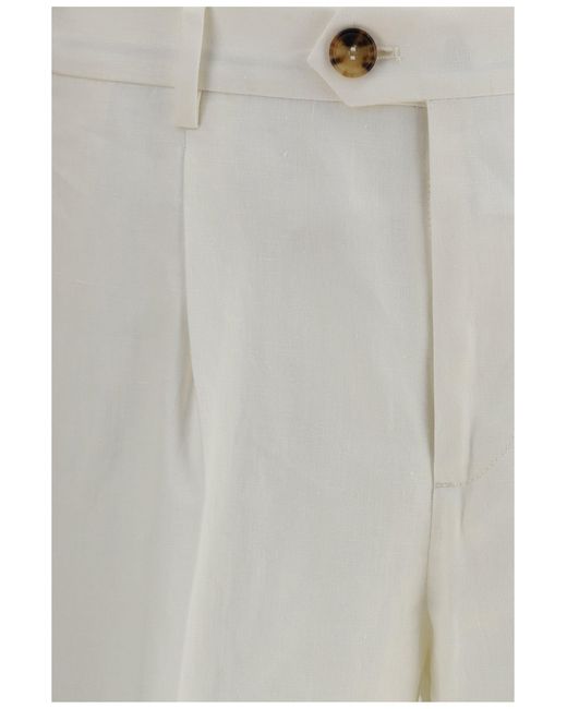 Brunello Cucinelli Gray Linen Tailored Pants for men
