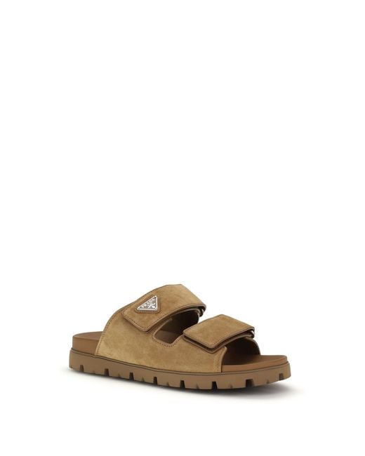 Prada Metallic Suede Sandals for men