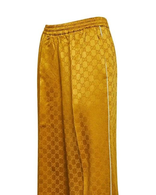 Gucci Yellow Gg Viscose Pants