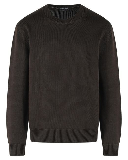 Tom Ford Black Cotton And Silk Sweater for men