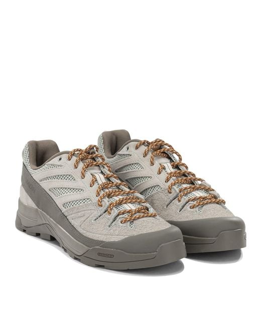 Salomon Gray X-Alp Woven Suede Fabric Rubber Sneakers