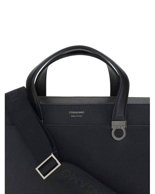 Ferragamo Black Gancini Business Handbag for men