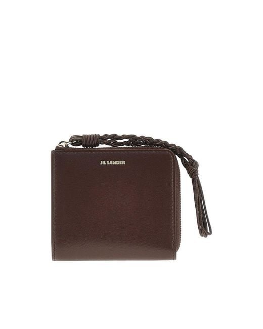 Jil Sander Brown Tangle Leather Zippered Cardholder