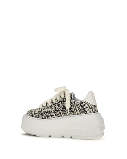 Casadei White Nexus Sneakers Bouclé Fabric Panna/Bianco
