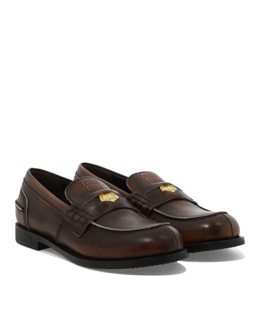 Miu Miu Black Vintage Leather Loafers