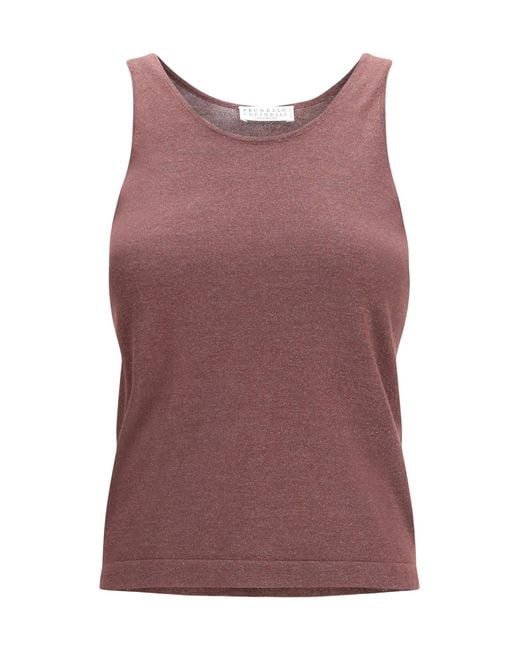 Brunello Cucinelli Purple Sparkling Knit Tank Top