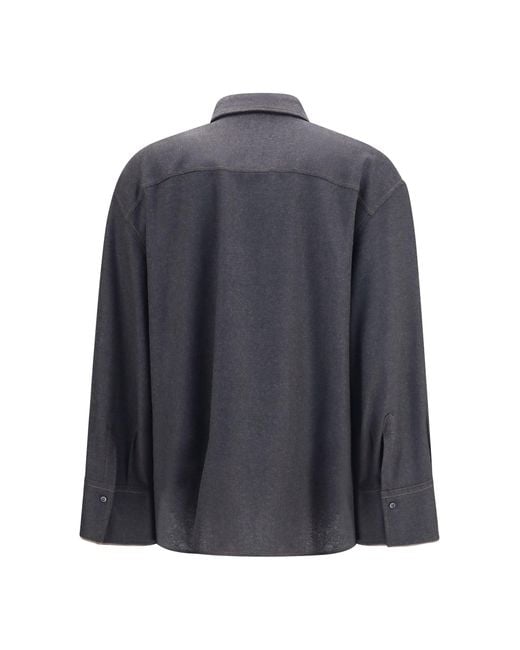 Brunello Cucinelli Blue Virgin Wool Shirt