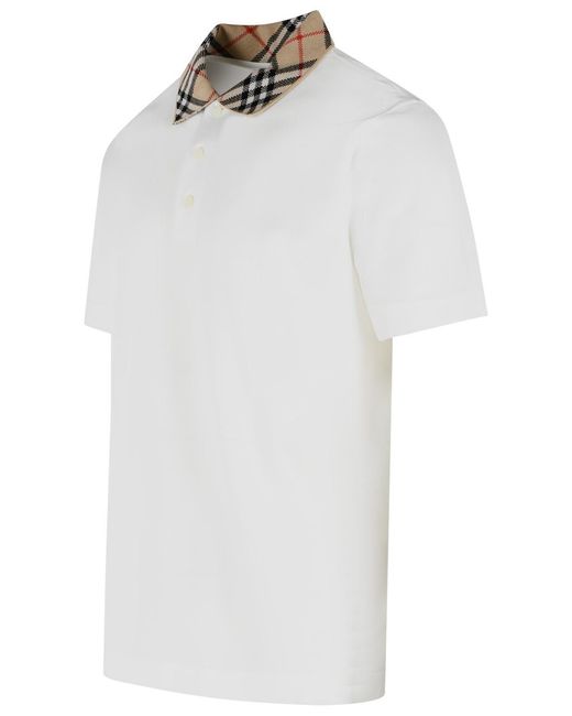 Burberry White 'Evan' Cotton Polo Shirt for men