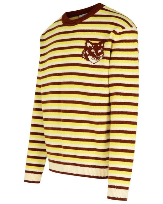 Maison Kitsuné Yellow Multi Wool Sweater for men