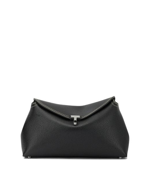 Totême Black T-Lock Clutch Bag