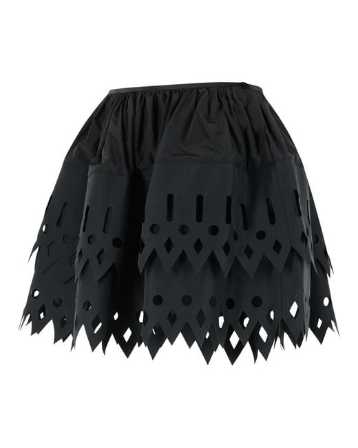 Blumarine Black 'Tech' Cotton Blend Skirt