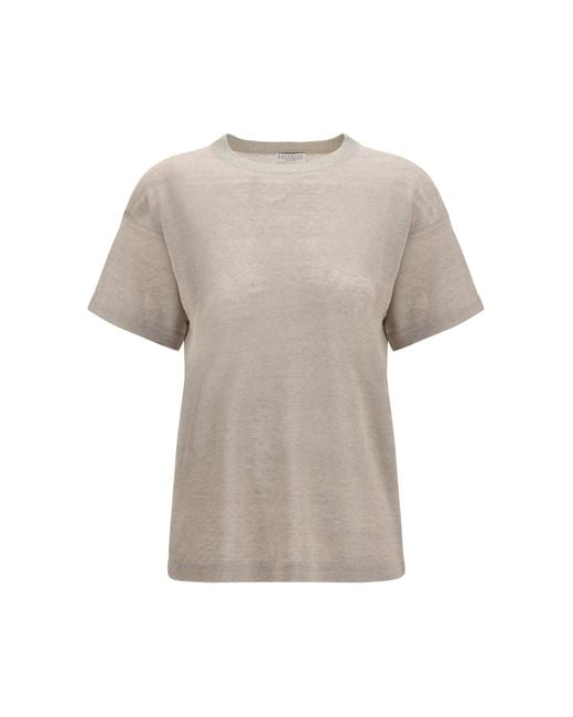 Brunello Cucinelli White Crewneck Short-Sleeve T-Shirt