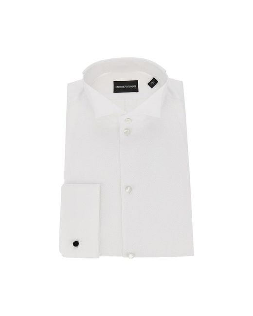 Emporio Armani White Poplin Shirt With for men