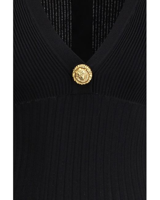 Balmain Black Flared Knit Mini Dress