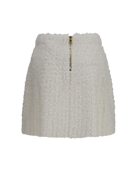 Balmain Gray Mini Skirt With Decorative Buttons