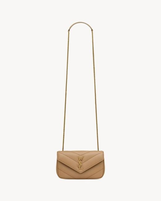 Saint Laurent Natural "Lou" Small Crossbody Bag