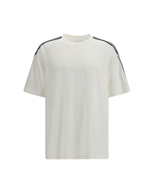 Y-3 Gray Short Sleeve 3-Stripes T-Shirt Cwhite for men