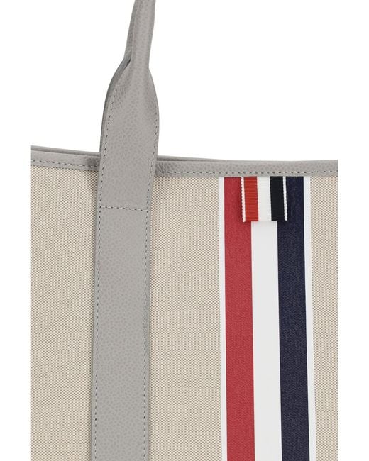 Thom Browne White Canvas Tote Bag for men