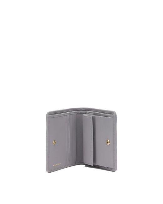 Miu Miu Gray Lamb Leather Wallets & Card Holders
