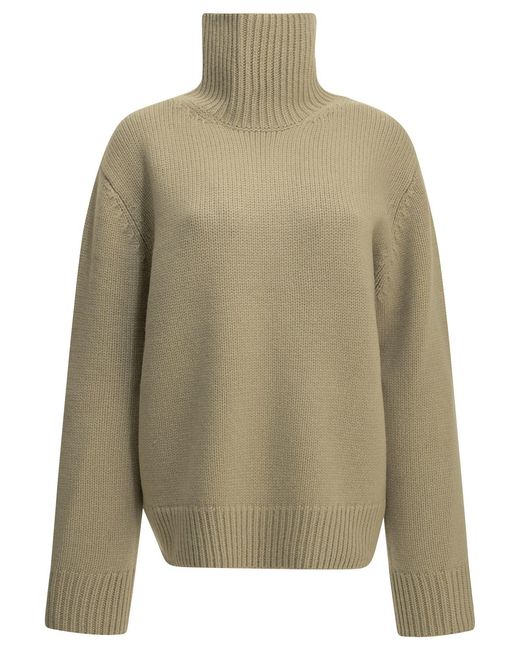 Totême Green Wool Turtleneck Sweater