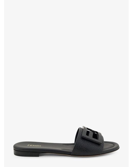 Fendi Black Leather Tube Sandals