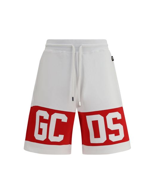 Gcds White Sweat Shorts Band Logo for men